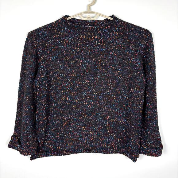 Habitat XLConfetti Pullover in Black multicolor boxy sweater mock neck - Picture 1 of 11